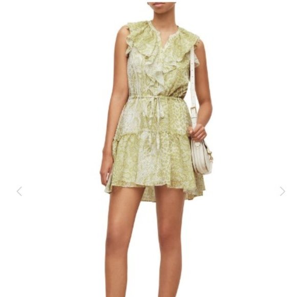 AllSaints Ali Noche Mini Dress in Lime Green - Size 6 - Picture 5 of 15